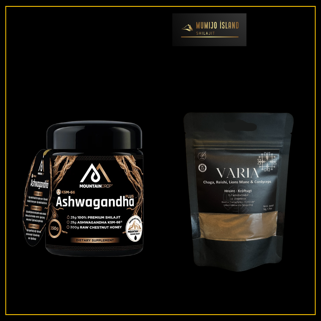 Hámarks þol og styrkur (Ashwagandha, Shilajit, kastaníu hunang og 50g Sveppablanda)