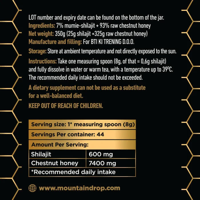Shilajit og kastaníu hunang