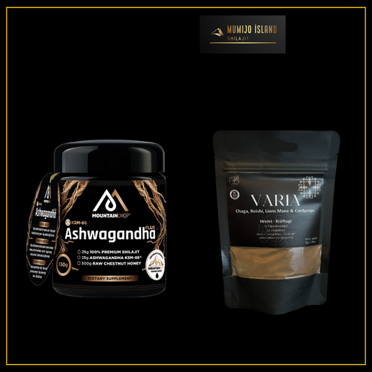 Hámarks þol og styrkur (Ashwagandha, Shilajit, kastaníu hunang og 50g Sveppablanda)